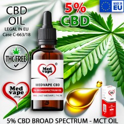 5% MEDVAPE CBD BROADSPECTRUM OIL 10ml MCT